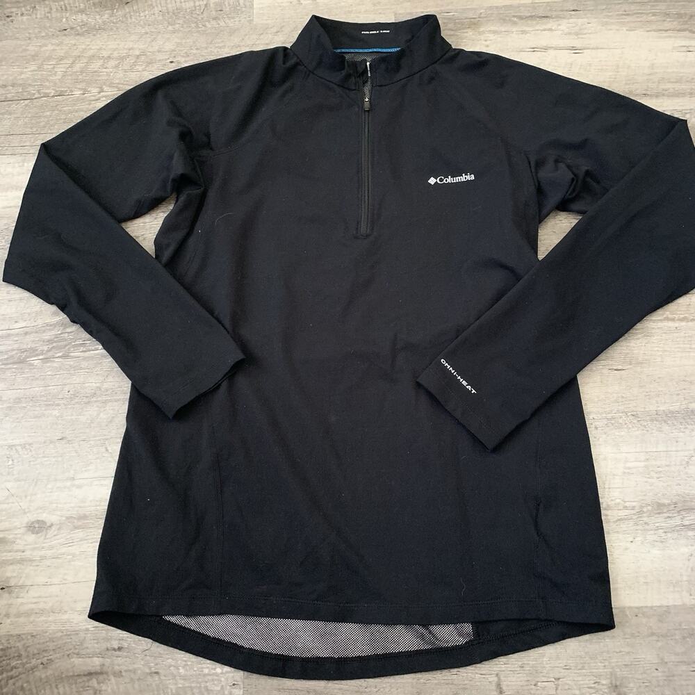 Columbia 1/4 Zip Pullover Womens Large Black Omni-Heat Shirt Light Thumbholes